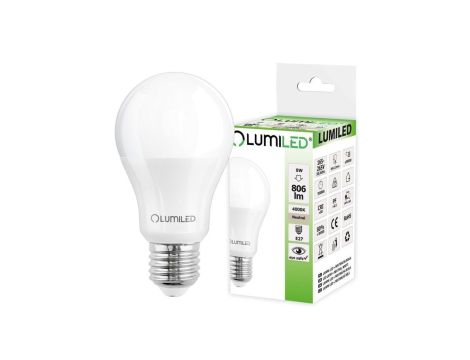 Żarówka LED E27 A60 8W = 60W 806lm 4000K Neutralna 260 LUMILED