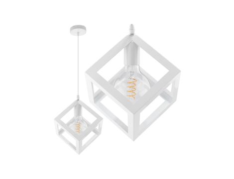 Lampa wisząca TALUS geometryczna kwadrat ZWIS do LED Biała 1x E27 LUMILED