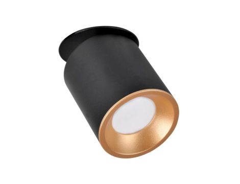 Oprawa Sufitowa Podtynkowa HARON GU10 Tuba Spot Ruchoma Okrągła Czarno - Złota GOLDLUX