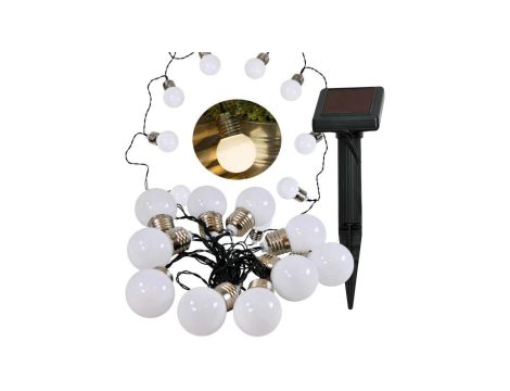 Girlanda solarna ogrodowa ozdobna Goldlux Łańcuch Świetlny 3.8m 10 MLECZNYCH Kuleczek 3000K