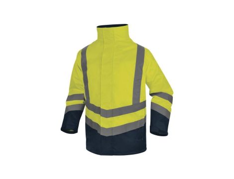 Kurtka ostrzegawcza 5 w 1 z poliestru oxford powlekanego PU OPTIMUM3, kolor: ​żółty fluo-granatowy, rozmiar: XL / OPTI3JMXG
