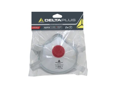 Zestaw 2 półmasek FFP3 z zaworem M2FP3V, kolor: biały, rozmiar: regulowany / M2FP3V