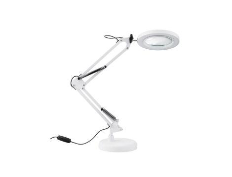 Lampka Biurkowa Kreślarska Stołowa LED 7W CCT USB Ściemnialna LUCA Biała szkło powiększające Lupa Lumiled