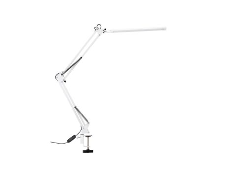 Lampka Biurkowa Kreślarska Stołowa LED 8W CCT USB Ściemnialna COSMI Biała z uchwytem Lumiled