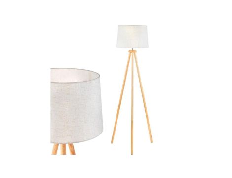 Lampa Stojąca Podłogowa Stołowa E27 Trójnóg z Abażurem Beżowa z Regulacją Wysokości Clara Lumiled