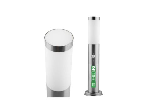 Lampa Ogrodowa Zewnętrzna E27 INOX SŁUPEK 65cm z Czujnikiem Ruchu Lilium Lumiled