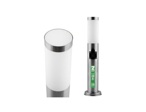 Lampa Ogrodowa Zewnętrzna E27 INOX SŁUPEK 65cm z Gniazdem 230V Lilium Lumiled