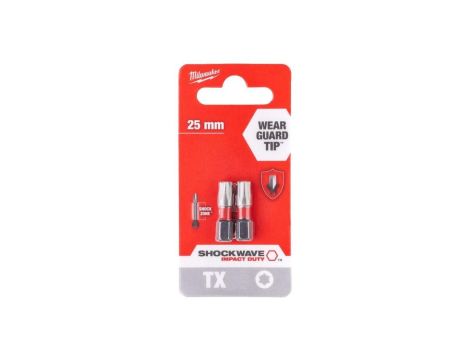 Bity udarowe do wkrętarki TORX TX25 25mm 1/4 SHOCKWAVE 2szt MILWAUKEE