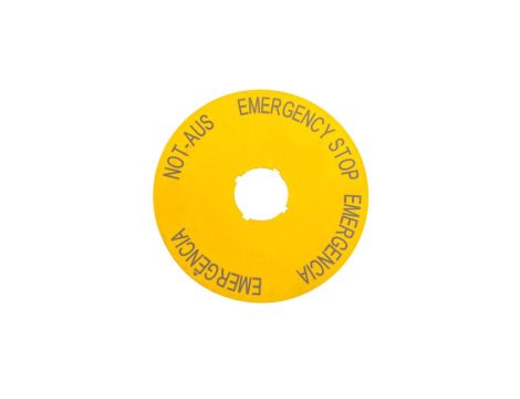 Tabliczka opisowa żółta okrągła EMERGENCY STOP (4 języki) M22-XAK2 216466