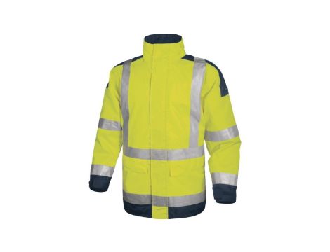 Kurtka ostrzegawcza ocieplana z poliestru Oxford powlekanego poliuretanem kl. 3 kol.żółty fluo-granatowy roz.S CORP EASYVJMPT