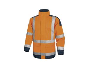 Kurtka ostrzegawcza z poliestru Oxford powlekanego poliuretanem kl. 3 kolor pomarańczowy fluo-granatowy roz. 3XL CORP EASYVOM3X