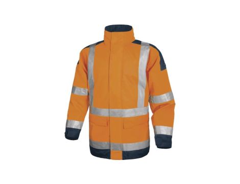 Kurtka ostrzegawcza z poliestru Oxford powlekanego poliuretanem kl. 3 kolor pomarańczowy fluo-granatowy roz. XL CORP EASYVOMXG