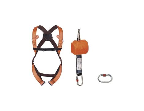 Zestaw gotowy do użytku: szelki z 2 punktami zaczepowymi(har12) urządzenie samohamowne z taśmą 2,5 m roz.S/M/L ANTI ELARA140GT