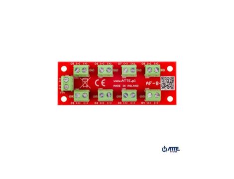 Moduł dystrybucji zasilania 8 kanałów z bezpiecznikami polimerowymi Vin 10...56VDC Iout 0,75A/kanał