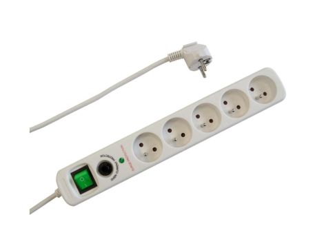 Przedłużacz 5-gniazdowy, 1,5m szary +filtr przepięciowy, 3x1,0mm OWY / 24925