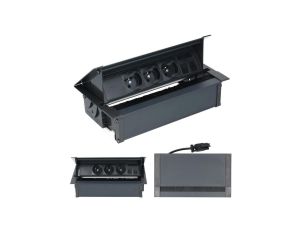 Simon 480 Gniazdo meblowe wpuszczane w blat 3x2P+Z + 2xRJ45 czarne