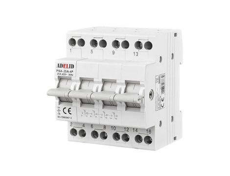 Przełącznik zasilania sieć-agregat 4P 25A 1-0-2 PSA-25A-4P