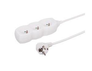 Przedłużacz 3-gniazdowy, 5m biały, 3x1,0mm OWY / 34350