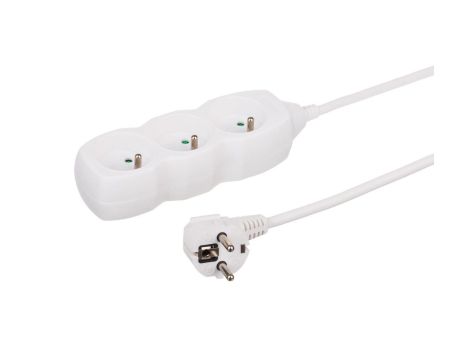 Przedłużacz 3-gniazdowy, 5m biały, 3x1,0mm OWY / 34350