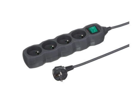 Przedłużacz 4-gniazdowy, 1,5m grafit, z wyłącznikiem, 3x1,0mm OWY / 24358