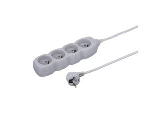 Przedłużacz 4-gniazdowy, 3m szary, 3x1,0mm OWY / 24293