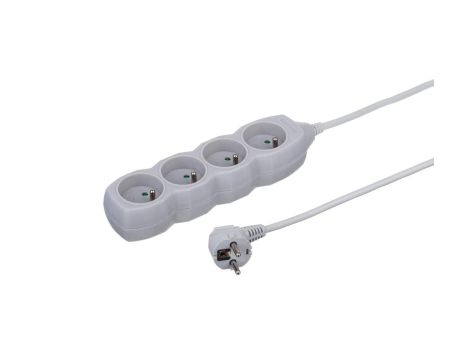 Przedłużacz 4-gniazdowy, 1,5m szary, 3x1,0mm OWY / 24290