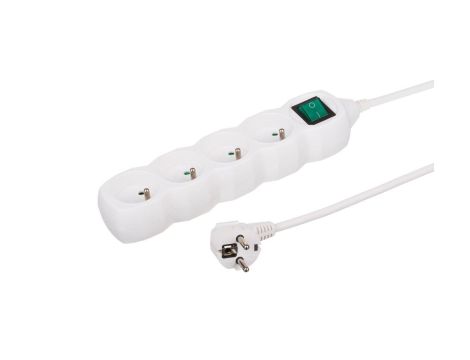 Przedłużacz 4-gniazdowy, 1,5m biały, z wyłącznikiem, 3x1,0mm OWY 35415