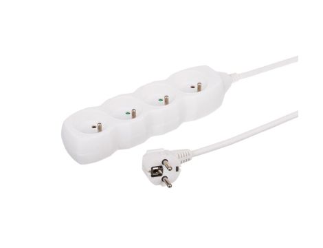 Przedłużacz 4-gniazdowy, 1,5m biały, 3x1,0mm OWY / 34415