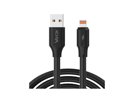 Kabel USB - lightning 120W 3A 1m fast line czarny VA0120 Vayox