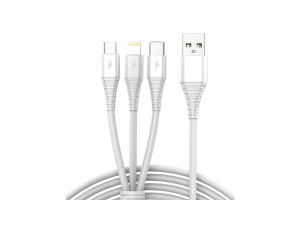 Kabel USB 3w1 micro USB, USB-C, lightning 1m biały VA0122 Vayox