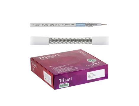 Przewód antenowy 75ohm 1,13/4,80/6,80 Cu ekran 81 biały Triset LSZH /100m/