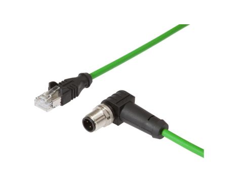 VK508F21, kabel danych, kabel połączeniowy, 5m, M12 męski (złącze) 4-pinowy kątowy, kodowanie D, RJ45 męski