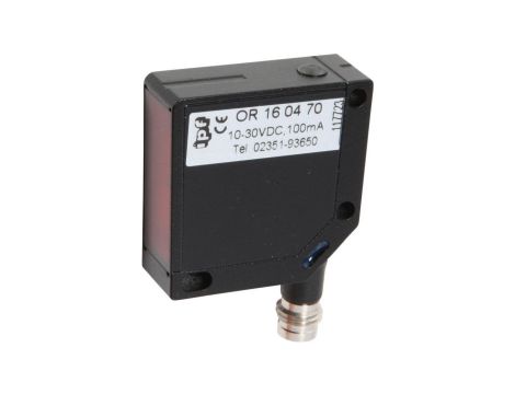 OR160470, czujnik optyczny, odbiciowy, 35x35x12mm, światło czerwone spolaryzowane, punktowy, Sn: 5000, 10-30V DC, PNP