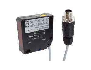 OT17A614, czujnik optyczny, czujnik odbiciowy, 50x50x1 5mm, Sn: 20-450, 10-30V DC, 2x PNP