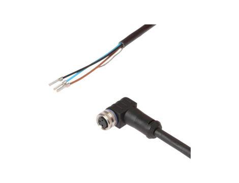 VK505071, Kabel połączeniowy, 5 m, żeński M8 (gniazdo) 3-pinowy kątowy, wolny koniec przewodu, 3x0,34 mm, PUR