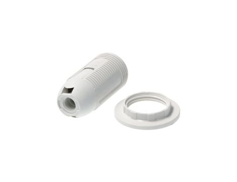 Oprawka plastikowa E14 z pierścieniem biała