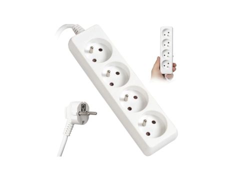 Przedłużacz sieciowy 4 gniazda 1,5m bez przeł. biały LB0082-1,5 LIBOX