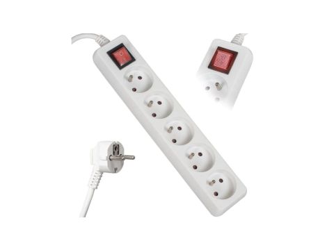 Przedłużacz sieciowy 5 gniazd 1,5m z przeł. biały LB0085-1,5 LIBOX