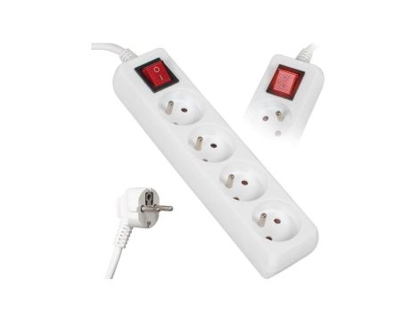 Przedłużacz sieciowy 4 gniazda 3m z przeł. biały LB0083-3 LIBOX