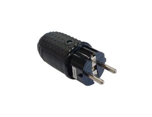Wtyczka gumowa 2P+Z IP44 250V~ 16 A 3680W prosta czarna 24016