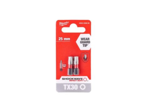 Bity udarowe do wkrętarki TORX TX30 25mm 1/4 SHOCKWAVE 2szt MILWAUKEE