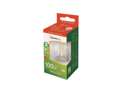 Żarówka LED E27 230V 1W 100lm kulka ciepła WW