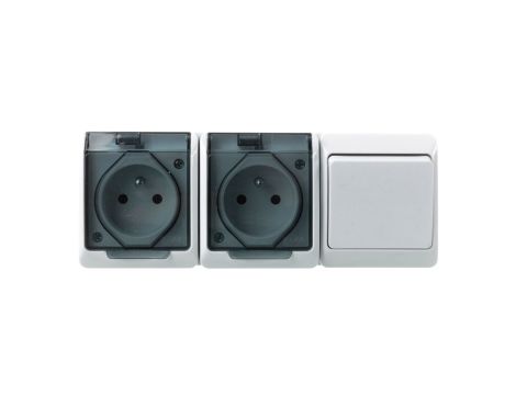 HERMES Gniazdo podwójne z/u 2x2P+Z+ łącznik jednobiegunowy biały 0327-21