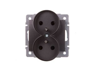 LOGI Gniazdo podwójne 2x2P+Z śrubowe 16A 250V Grafit 25269