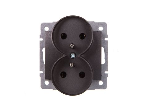 LOGI Gniazdo podwójne 2x2P+Z śrubowe 16A 250V Grafit 25269