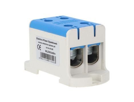 Blok rozdzielczy-odgałęźny 2x1-biegun AL/CU 16-95mm2 niebieski montaż płaski i na szynę TH WLZ35/2x95/n 48.295