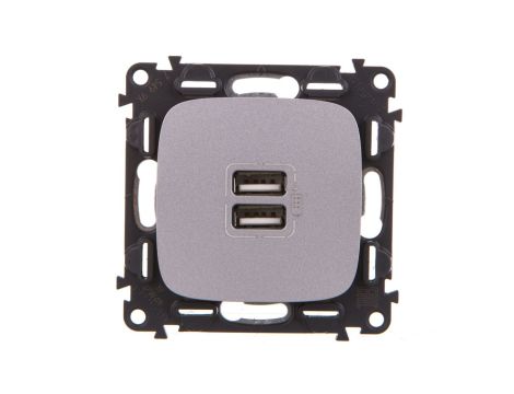 VALENA ALLURE Gniazdo ładowania usb podwójne aluminium 754997