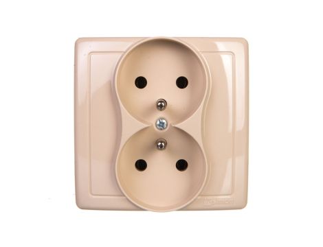 Simon Basic Gniazdo podwójne z/u kompletne beż BMGZ2/12