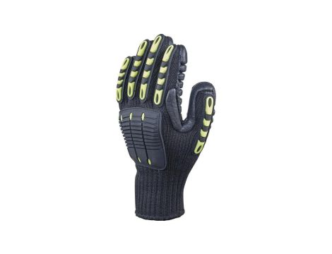 Rekawice z poliestru bawełny dłoń końce palców z kauczuku chloroprenowego kolor żółto-czarny rozmiar 11 MAIN VV904JA11