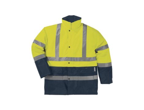 Kurtka ostrzegawcza z poliestru Oxford powlekanego PU i PVC kolor żółty fluo-granatowy rozmiar 3XL CORP STRA2JA3X